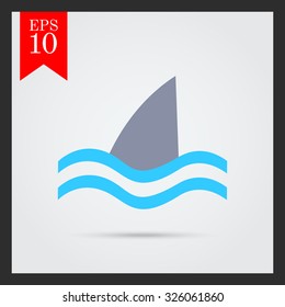 Icon of swimming shark fin above water