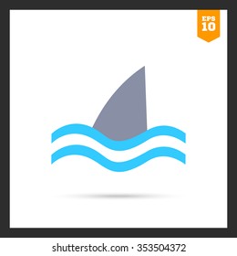 Icon of swimming shark fin above water