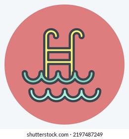 Icon Swimming. suitable for Healthy symbol. color mate style. simple design editable. design template vector. simple illustration