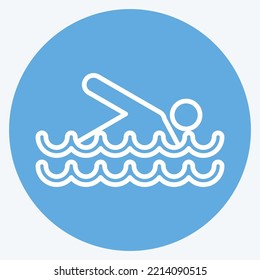 Icon Swimming. suitable for Summer symbol. blue eyes style. simple design editable. design template vector. simple illustration