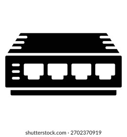 Symbol eines Switches oder Hubs, der ein lokales Internetkabel verbindet