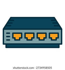Icon of a switch or hub connecting a local internet cable