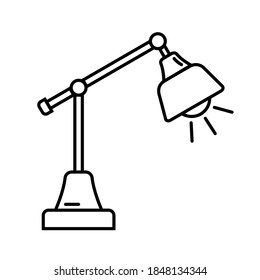 Icono de una lámpara de mesa encendida aislada en un fondo blanco. Dispositivo de iluminación residencial.