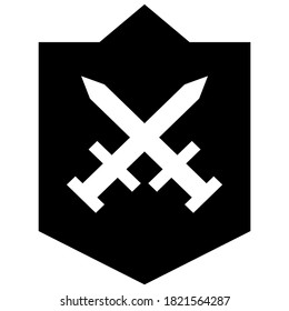 icon sword on a shield to protect or fight 
