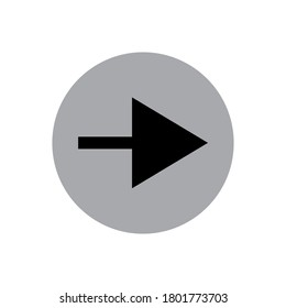 Flecha de símbolo de icono derecha en fondo gris