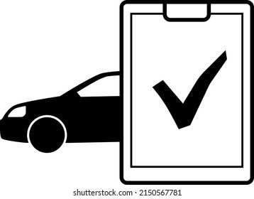 Diagnóstico de coches de símbolo de icono antes de comprar color negro en fondo blanco