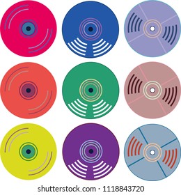 Icon symbol with different colors of record Combination of old and new