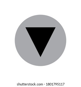 Icon symbol down arrow on gray background