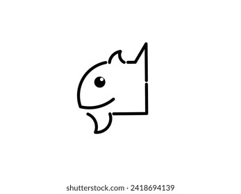 Símbolo de icono pescado y logotipo del vector de chat