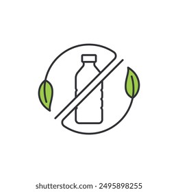 Icon or symbol for healthy living to apply reducing plastic as a way of life. By means avoid using any kind of plastic such as straw, cup, grocery bag etc.
