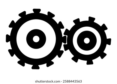 Icon symbol of Interlocking gears symbolizing teamwork vector illustration