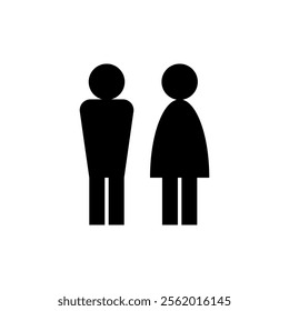 Icon and symbol with man and woman for wc or toilet. Male and female sign. Isolated vector illustration on white background.