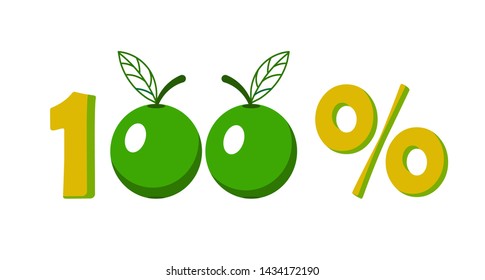 Icon, symbol of marketing hundred percent (100%) apple