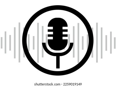 símbolo de icono botón de micrófono audio sonido de onda de audio ilustración vectorial