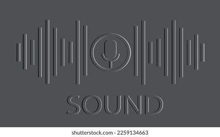icon symbol microphone button audio wave music sound vector illustration