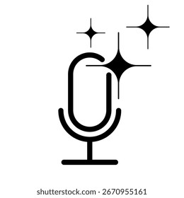 Symbol eines funkelnden Mikrofons, das eine künstliche Intelligenz erzeugende Stimme darstellt