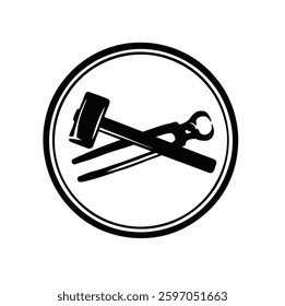 Icon symbol monochrome tools for working with metal, forging, jewelry vector