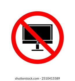 icon symbol no computer monitor, vector flat design