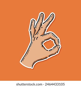 Icon symbol of the 'OK' hand gesture. Hand making ok sign. Okay, OK or ring hand gesture sign line art vector icon for apps and website. Compliment Awesome Awe Teamwork Good Job. Hand showing OK