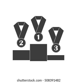 Icon symbol podium and medal prizes in the sport, illustration isolate on a white background. Vector illustration for web design
