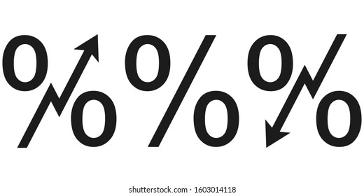 icon symbol raising and lowering interest rates, vector interest sign with up and down arrow credit icon