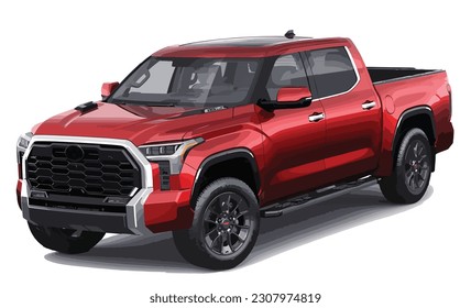 icon symbol realistic modern art 3d realistic red color design red truck car vector element pickup large motor power diesel isolated white background