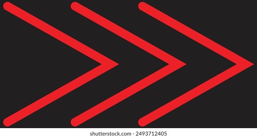Símbolo de icono flechas rojas y fondo negro aislado. Flechas dibujadas a mano apuntando lindo