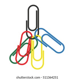 Icon symbol. Set colored paper clips on a white background isolation. Stylish vector illustration for web design