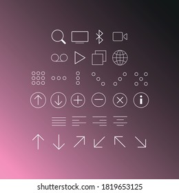 Icon and symbol set. Set different icons or web design. Pink background.