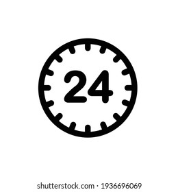 Icon Of Symbol, Sign Open Around The Clock Or 24 Hours A Day