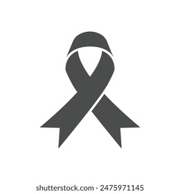 Icon symbol of struggle and awareness, black ribbon. Ideal for educational materials and information