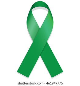 Icon symbol of struggle and awareness, green ribbon. Ideal for educational materials and information