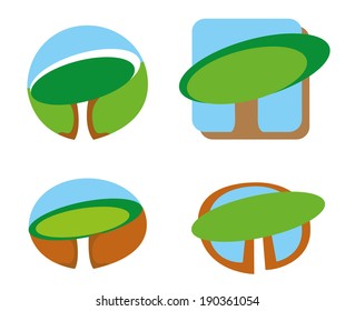 Icon or symbol of sustainability, tree replanting. Ideal for informational and institutional related ecology and environment