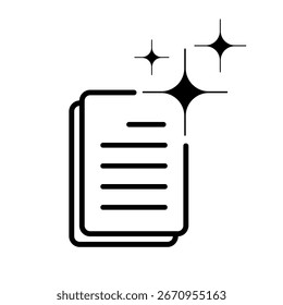 Símbolo de icono de una hoja de texto brillante, que representa texto de inteligencia artificial generativa