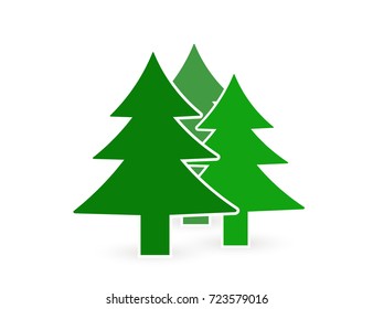 Icon (symbol) of trees, forest zone designations. New Year tree (spruce, pine)