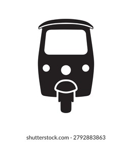 Icon symbol of a Tuk tuk, a motorized three wheeled taxi which is a popular mode of transportation