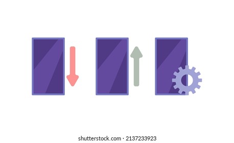 icon or symbol. upgrade, downgrade, setting, update, download. system, smartphone, software, application. cartoon flat illustration. concept design. element