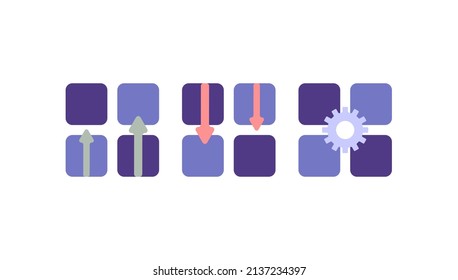 icon or symbol. upgrade, downgrade, setting, update, download. system, app, software, application. cartoon flat illustration. concept design. element