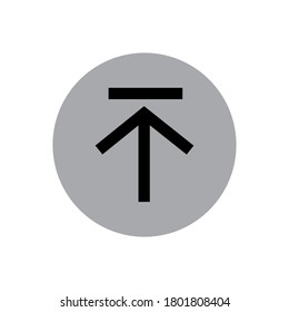 Símbolo de icono subir o flecha hacia arriba en fondo gris