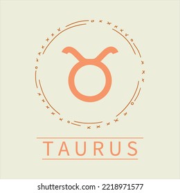 Icon Symbol Zodiac Taurus on a Circle Cute Frame Vector 