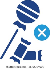 The icon symbolizes a prohibition on consuming sweets or restrictions on sweet foods which have a negative impact on children's development.