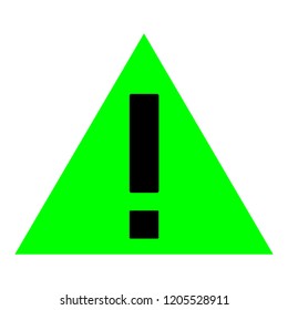 icon symbolizing alert in green, with a black exclamation point in the center