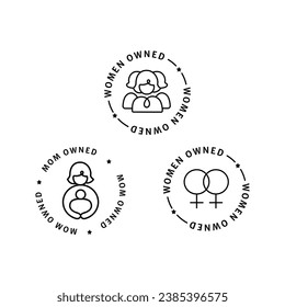 An icon symbolizing businesses that are women owned, emphasizing empowerment, women in business, the circular ownership seal, and pride in women owned enterprises.