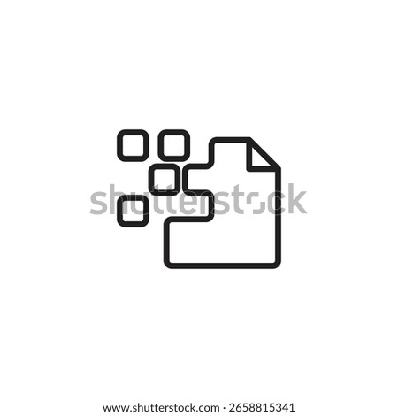 An icon symbolizing data recovery or file repair, featuring a document with a missing corner and several puzzle pieces, representing fragmented or lost data.