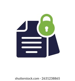 Um ícone que simboliza o gerenciamento seguro de arquivos mostra um documento integrado com um cadeado, transmitindo a proteção de dados e destacando a importância da privacidade no manuseio de informações confidenciais