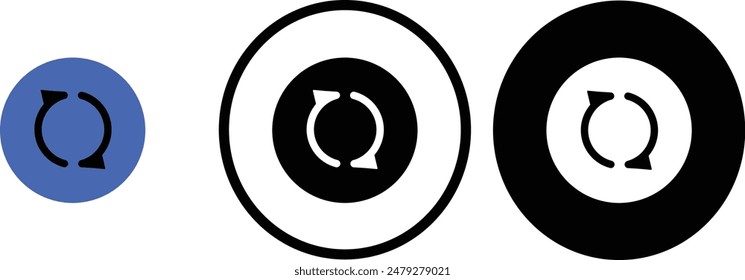 icon Sync black outline for web site design 
and mobile dark mode apps 
Vector illustration on a white background