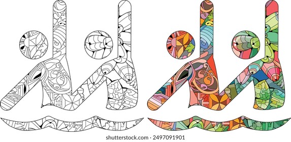 Icon synchronized swimming in the style of abstract hand drawing for coloring. Color and outline set