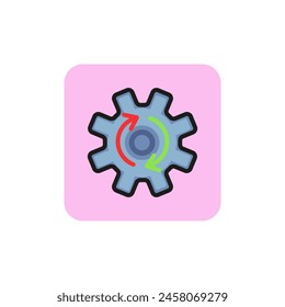 Icon of syncing process. Mechanism, arrow, cycling. Configuration concept. Can be used for topics like setting up, software, machinery
