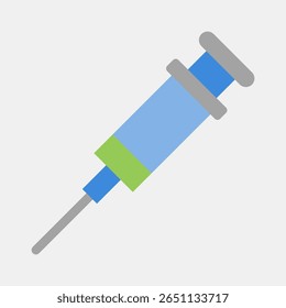 Seringa para ícones. Elementos médicos. Ícone em estilo plano.