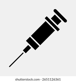 Seringa para ícones. Elementos médicos. Ícone no estilo de glifo.